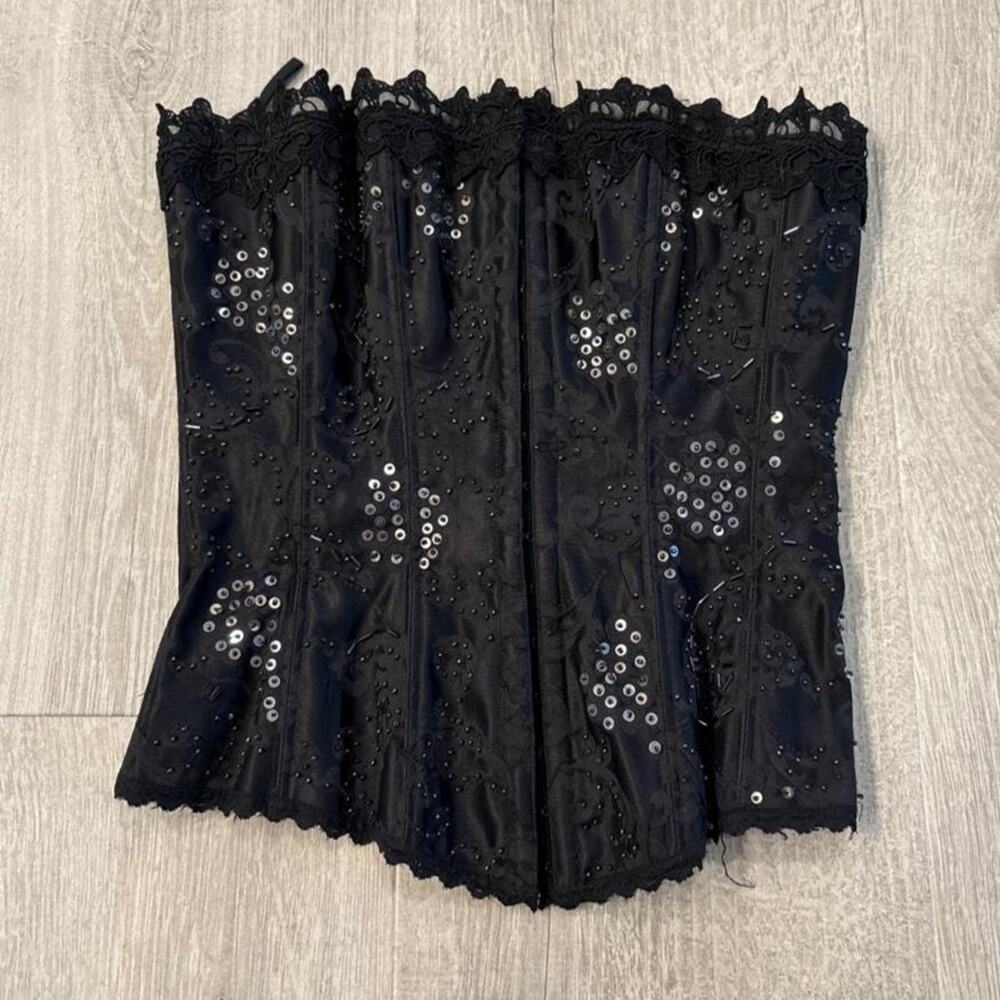 Black corset top with sequins. Size 34